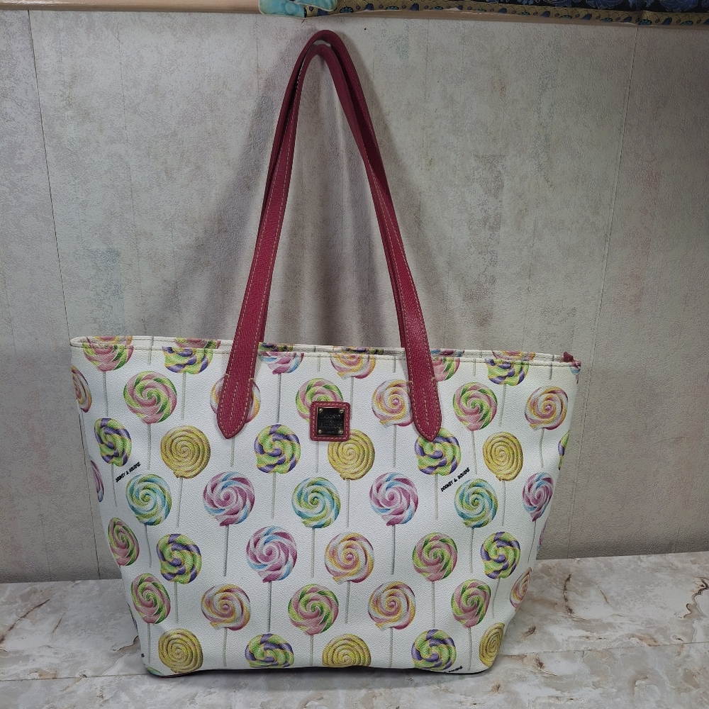 Dooney Bourke Swirl Lollipop Candy Shoulder Tote Satchel Bag Pink Handles